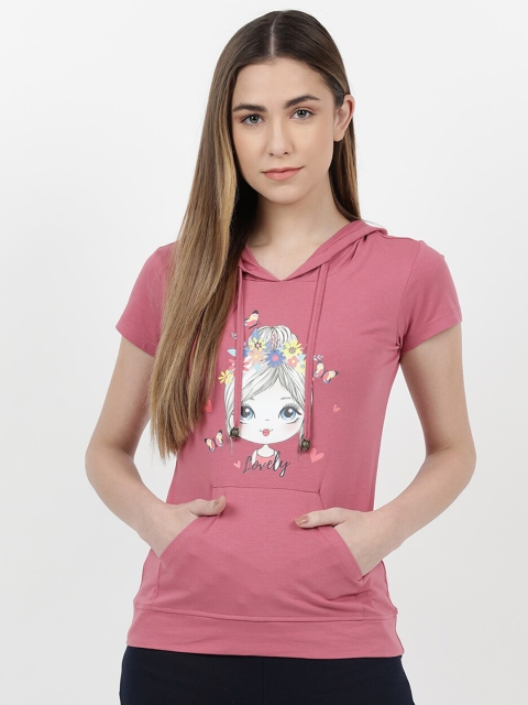 

V2 Value & Variety Purple Pure Cotton Print Hooded Top