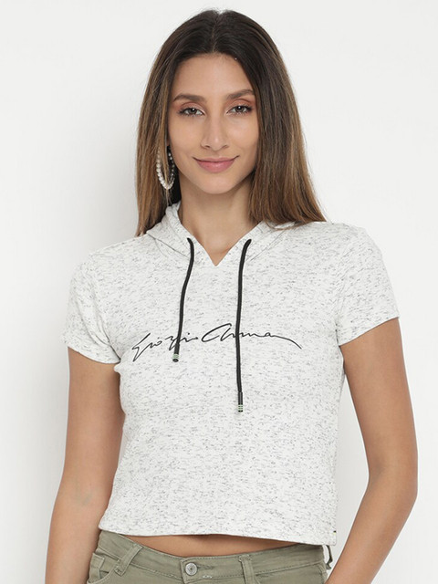 

V2 Value & Variety Beige & Black Hooded Crop Top