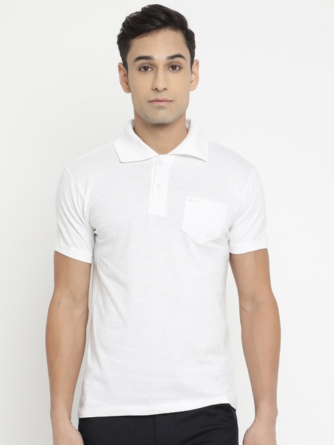 

V2 Value & Variety Men White Regular Fit Pockets Cotton Polo Collar T-shirt