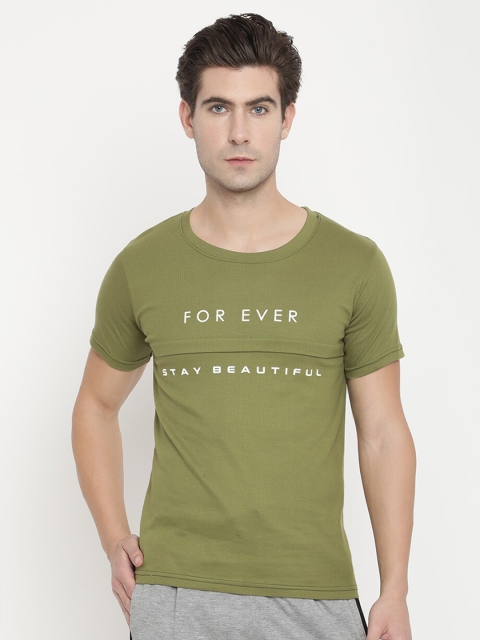 

V2 Value & Variety Men Olive Green Typography Printed T-shirt