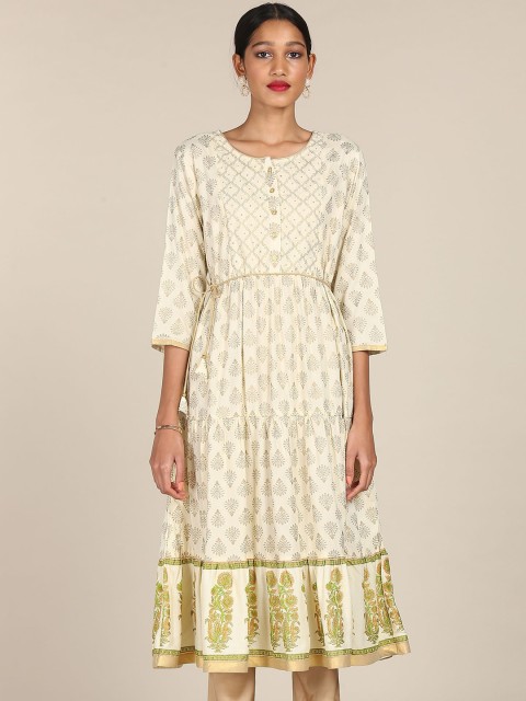 

Anahi Women White Ethnic Motifs Printed Anarkali Kurta