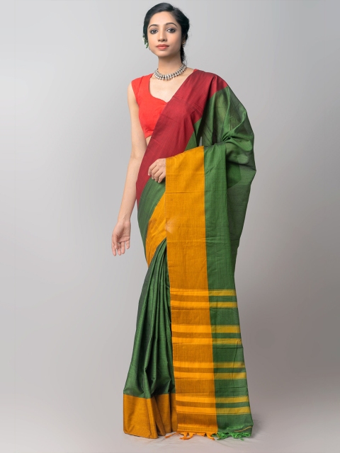 

Unnati Silks Green & Yellow Pure Cotton Chettinad Saree