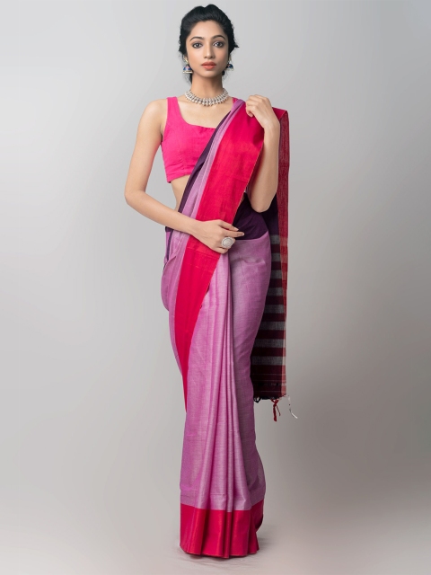 

Unnati Silks Pink & Magenta Pure Cotton Chettinad Saree