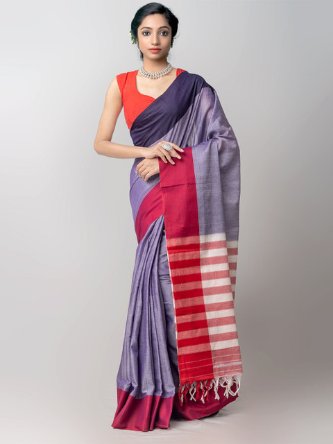 

Unnati Silks Blue & Maroon Pure Cotton Chettinad Saree