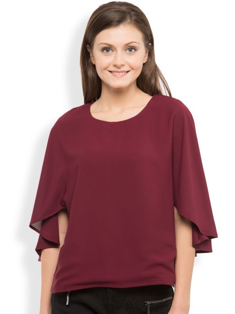 

Tokyo Talkies Women Maroon Solid Layered Top