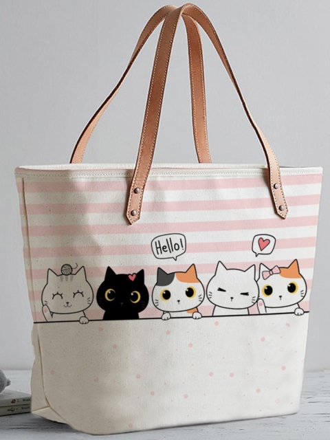 

STYBUZZ Off White Shopper Tote Bag