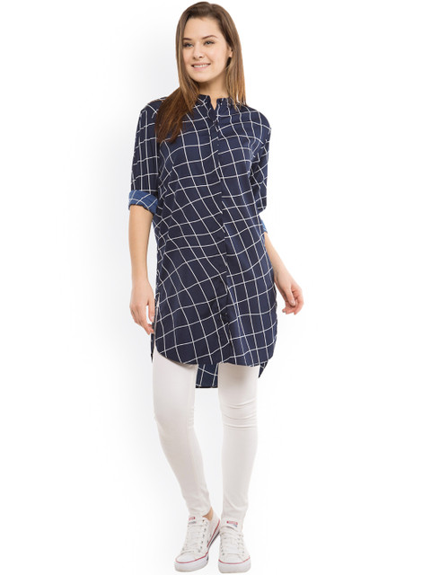 

Tokyo Talkies Navy Printed Tunic, Navy blue