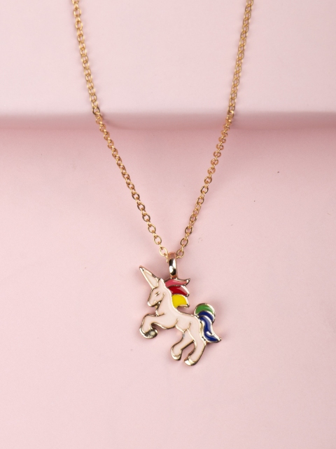 

Arendelle Gold-Toned & Pink Unicorn Charm Pendant With Chain