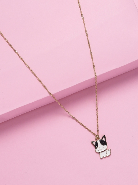 

Arendelle Girls White & Black Cute Kitty Pendant With Gift Card for Cat Mom