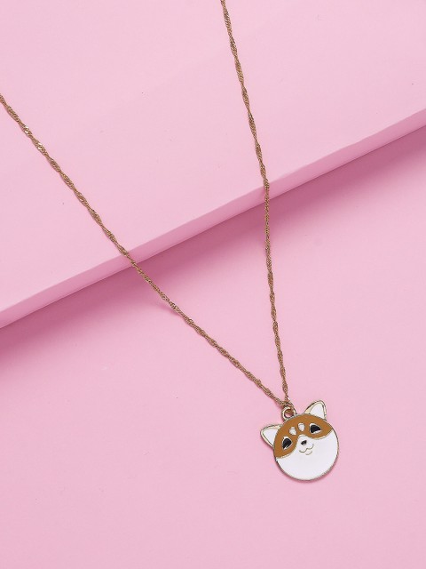

Arendelle Girls Gold-Toned & White Cute Puppy Pendant with Gift Card for Dog Mom