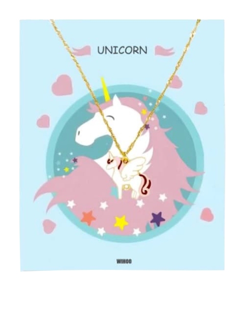 

Arendelle Gold-Toned & White Unicorn Shaped Pendant With Chain