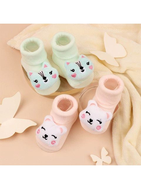 

KICKS & CRAWL Infants Kids Pack Of 2 Patterned Above Ankle-Length Socks, Green