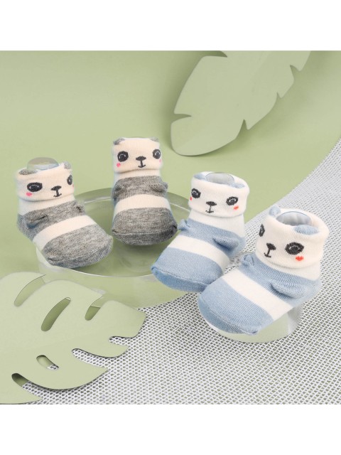 

KICKS & CRAWL Infants Kids Pack of 2 Patterned Above Ankle-Length Socks, Blue