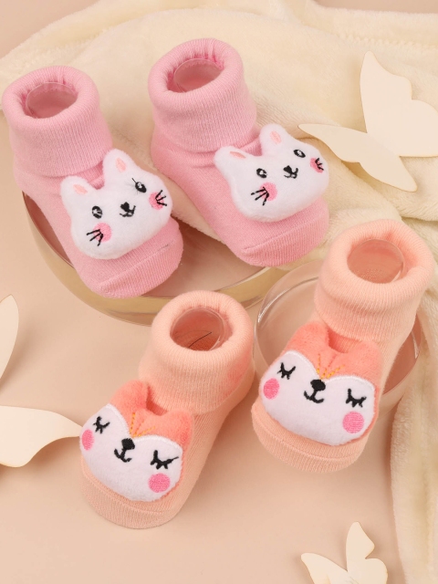 

KICKS & CRAWL Infants Kids Pack Of 2 Patterned Above Ankle-Length Socks, Pink