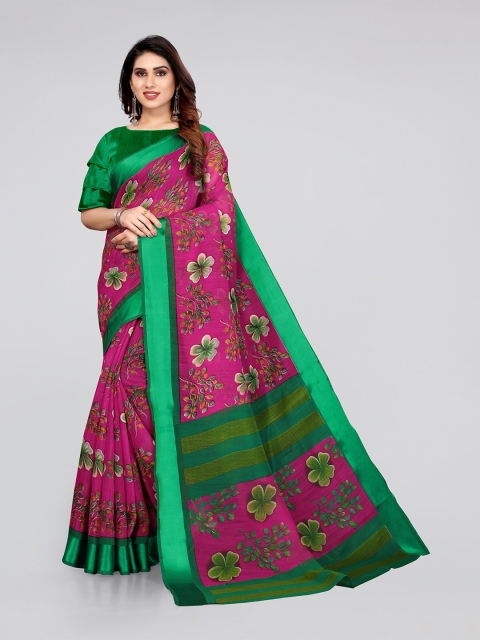 

KALINI Pink & Green Floral Bagh Saree