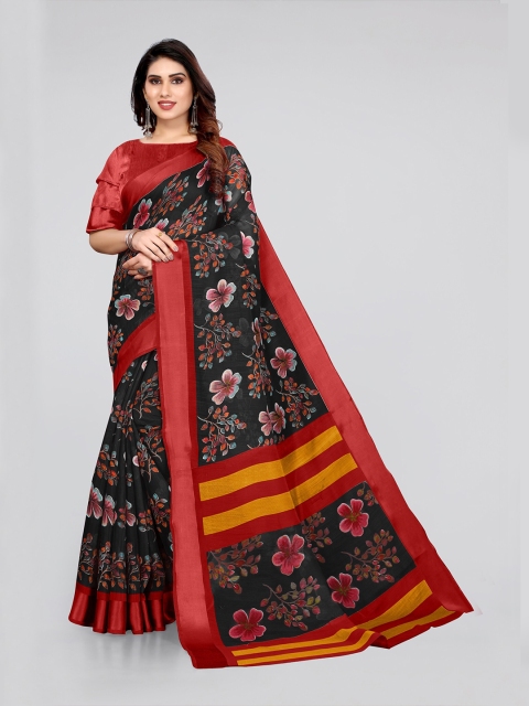 

KALINI Black & Red Floral Bagh Saree