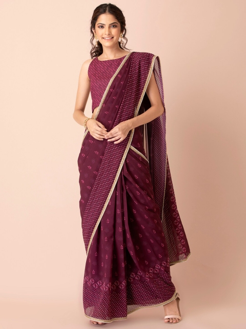 

INDYA Purple Digital Print Ready to Wear Saree