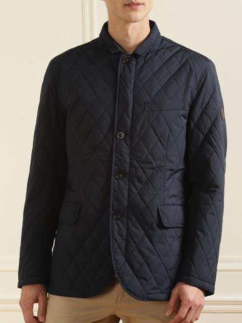 

HACKETT LONDON Men Navy Blue Striped Lightweight Tailored Jacket