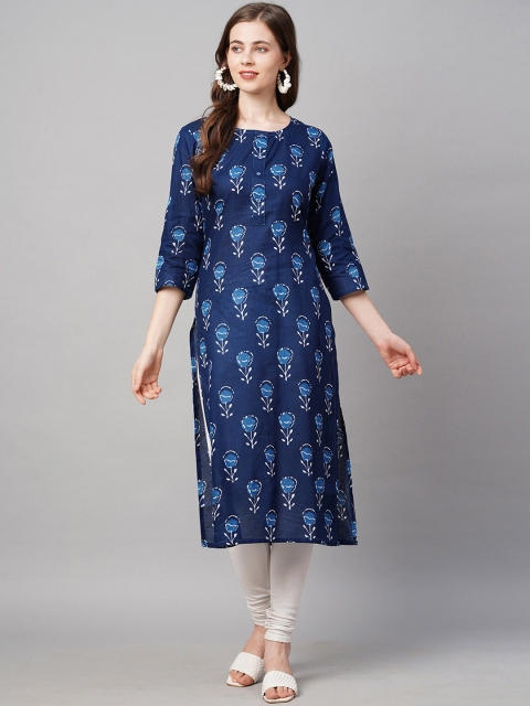 

KALINI Women Blue Floral Printed Kurta