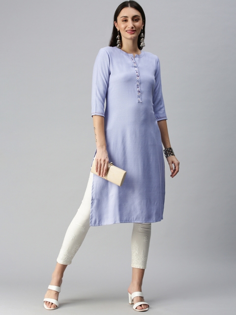 

ETIQUETTE Women Blue Solid Straight Kurta