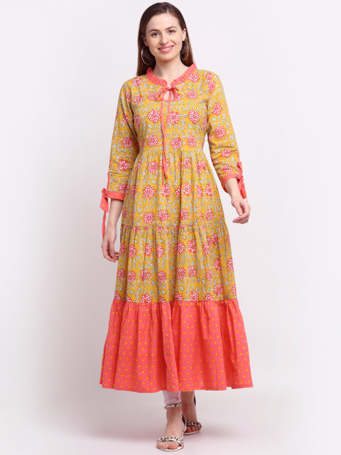 

KALINI Women Yellow Floral Printed Floral Dress