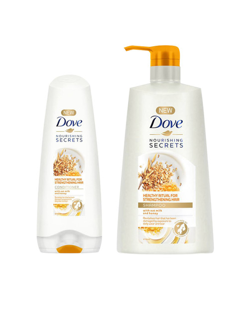 

Dove Set of Healthy Ritual for Strengthening Hair Shampoo & Conditioner with Oat Milk, White