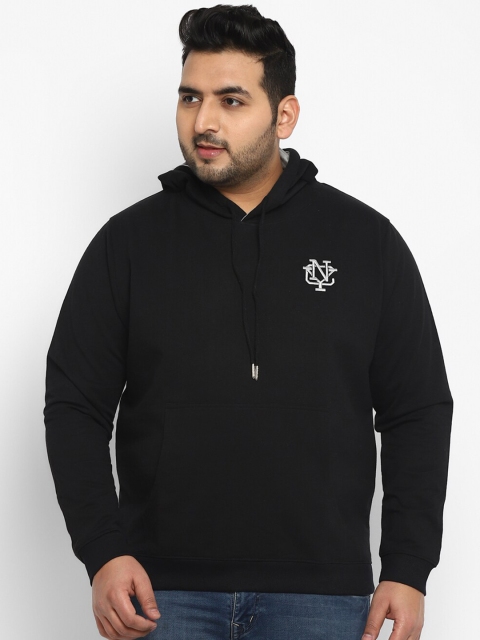 

American Crew Plus Men Black Hooded Sweatshirt
