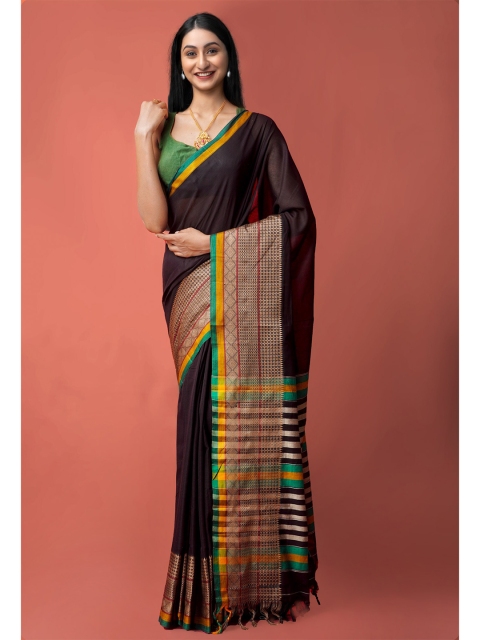 

Unnati Silks Black & Yellow Woven Design Pure Cotton Narayan Peth Saree