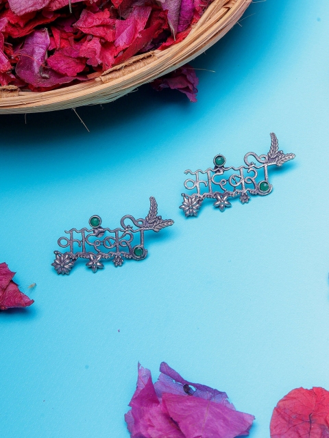 

DIVA WALK Silver-Toned Contemporary Studs Earrings