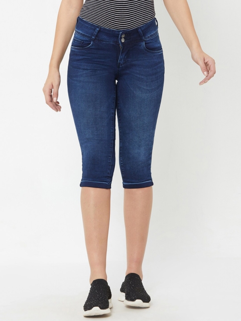 

Kraus Jeans Women Blue Lightly Faded Capris