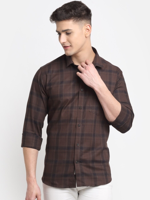 

La Mode Men Brown Premium Checked Slim Fit Cotton Casual Shirt