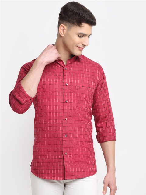 

La Mode Men Pink Premium Slim Fit Checked Party Shirt