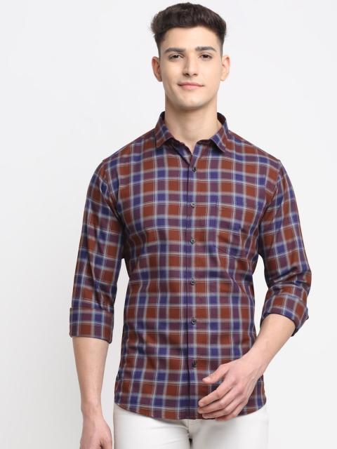 

La Mode Men Blue Premium Slim Fit Tartan Checks Checked Casual Shirt