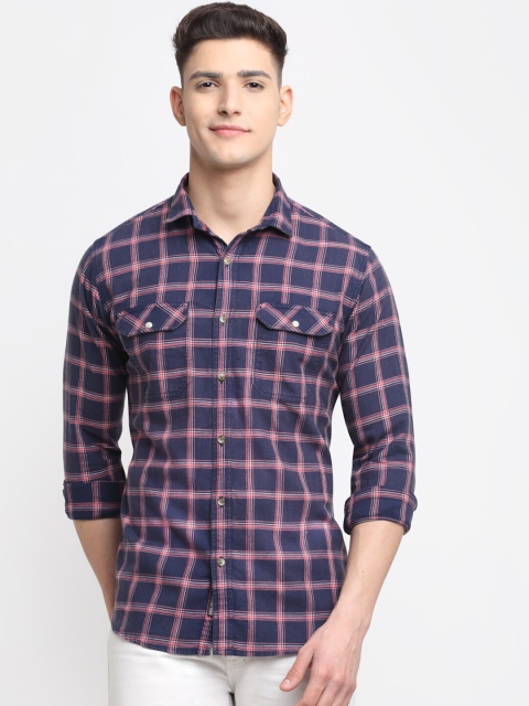 

La Mode Men Blue Premium Slim Fit Checked Cotton Casual Shirt