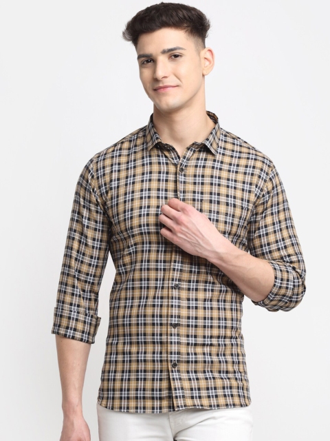 

La Mode Men Yellow Premium Slim Fit Tartan Checks Checked Casual Shirt
