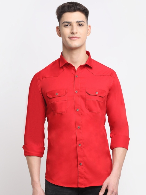 

La Mode Men Red Premium Slim Fit Cotton Casual Shirt