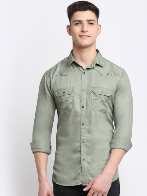 

La Mode Men Olive Green Premium Slim Fit Casual Shirt