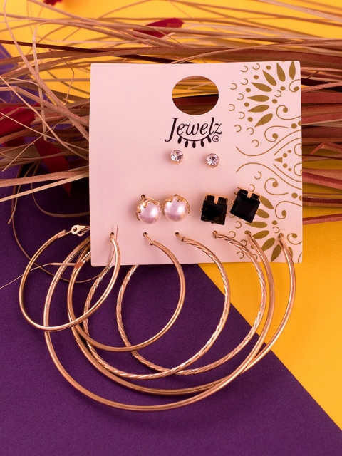 

Jewelz Set of 6 Gold-Plated Contemporary Hoop & Stud Earrings