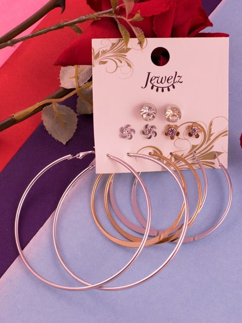 

Jewelz Silver-Toned Contemporary Hoop Earrings
