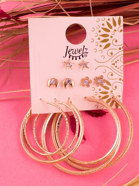 

Jewelz Gold-Toned Set of 3 Contemporary Earrings