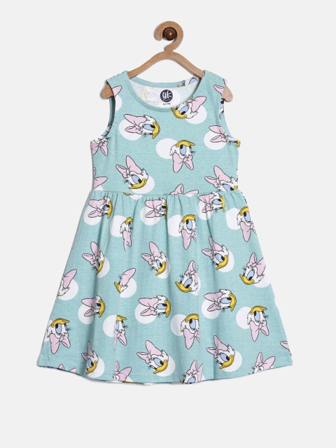 

YK Disney Blue Daisy Duck Printed Fit & Flare Regular Fit Cotton Winter Dress
