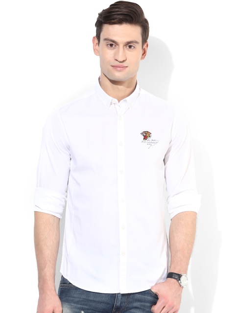 

Ed Hardy Men White Slim Fit Solid Casual Shirt