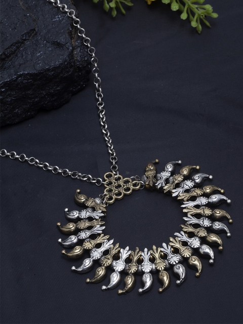 

Moedbuille Gold-Toned & Silver-Toned Brass Gold-Plated Oxidised Necklace