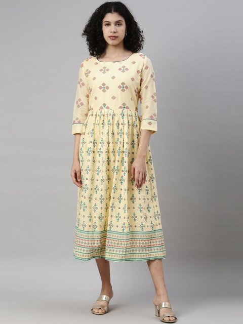 

GOLDSTROMS Women Beige Ethnic Motifs Printed Anarkali Kurta