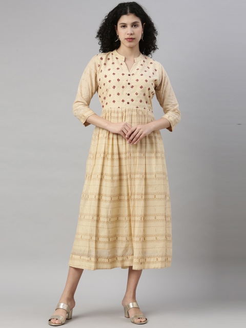 

GOLDSTROMS Women Off White Keyhole Neck Flared Sleeves Anarkali Kurta