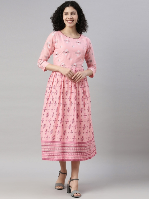 

GOLDSTROMS Women Pink Geometric Printed Anarkali Kurta
