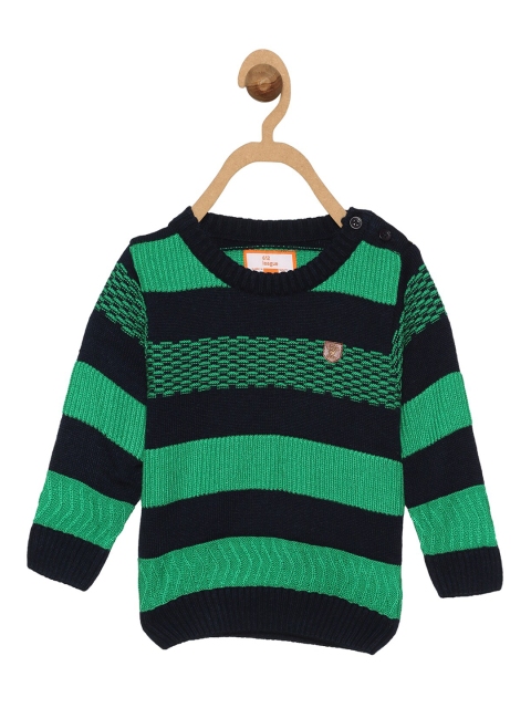 

612 league Boys Green & Navy Blue Striped Pullover