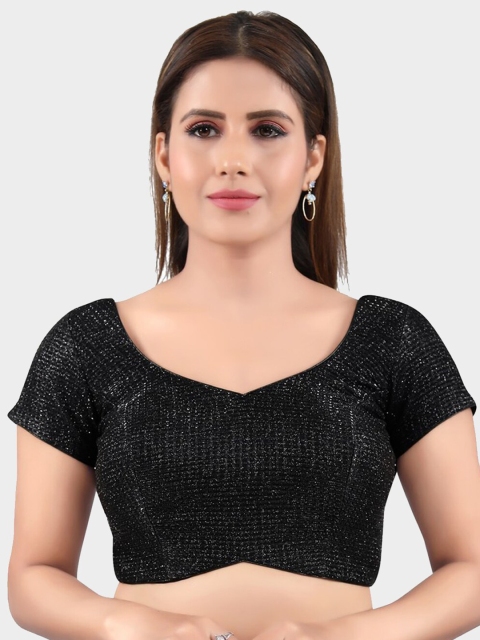 

SALWAR STUDIO Women Black Embroidered Saree Blouse