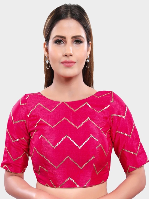 

SALWAR STUDIO Women Pink Embroidered Readymade Saree Blouse