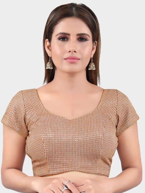 

SALWAR STUDIO Women Copper Embroidered Saree Blouse